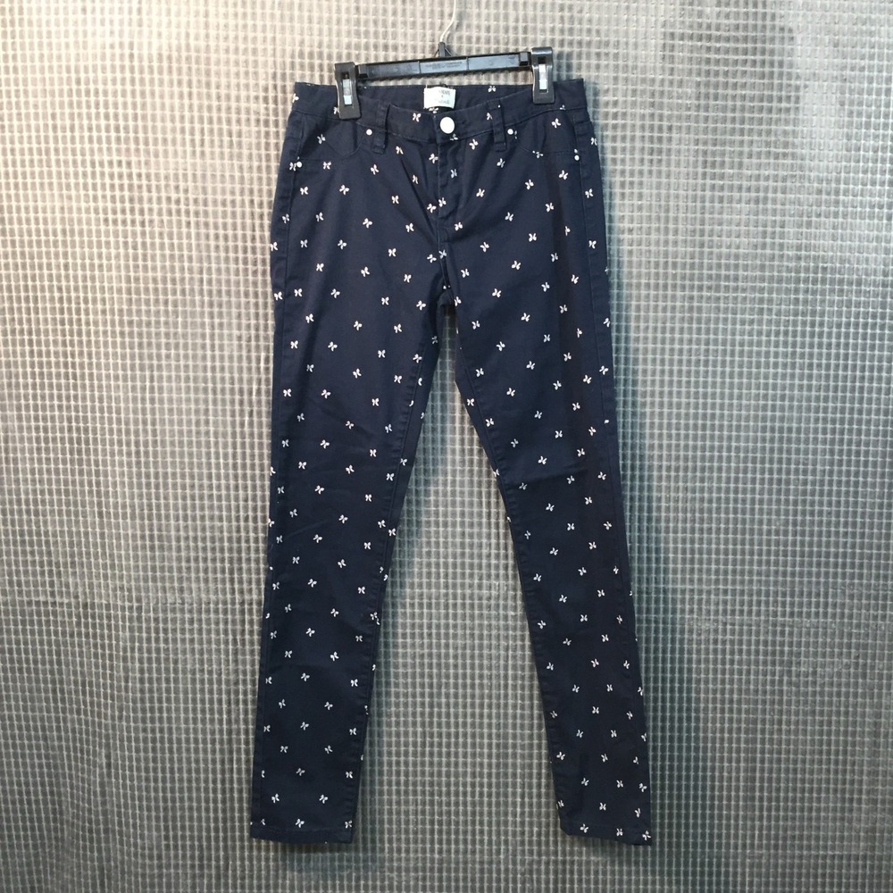 Madewell Skinny Pants Chinos Blank NYC Navy Blue White Bow Print Size 27